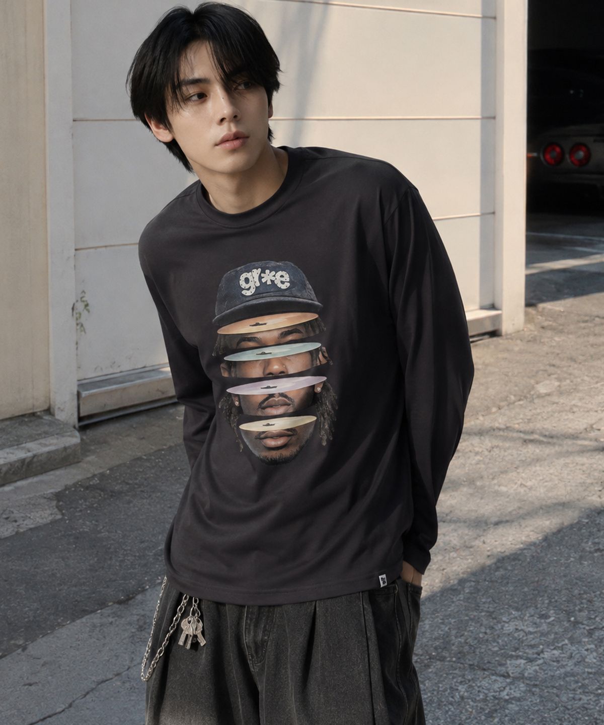 그레이버 오디너리(GRAVER ORDINARY) [ODNR UNISEX]Face Grae 롱슬리브 긴팔티셔츠_White