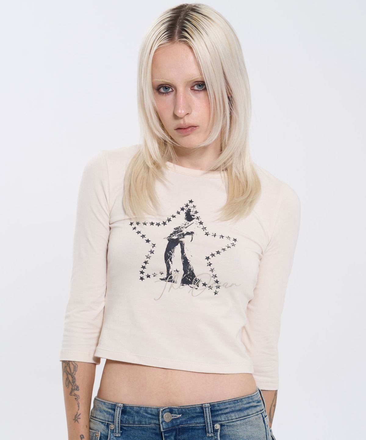 필프(PEALP) STAR ICON 3/4 SLEEVE T-SHIRT 62 (CREAM)