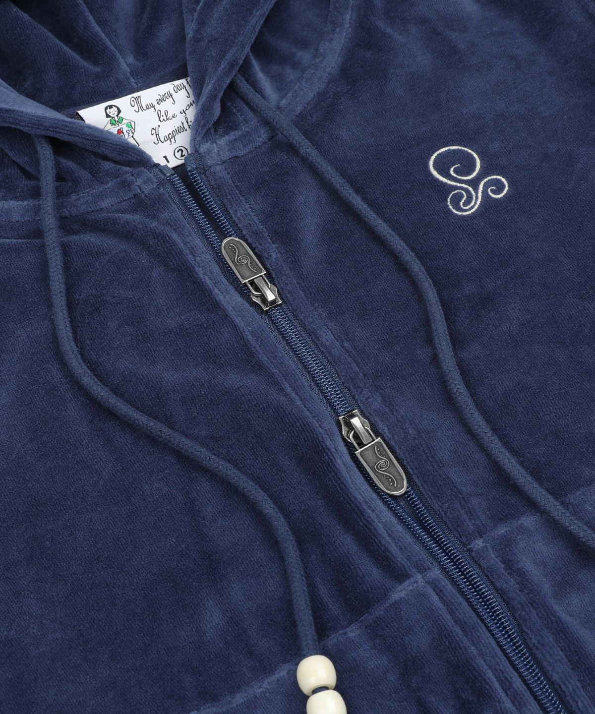루나키후(RuNaKi'Hu') WXJ037 호와리 벨루아 세미크롭 후드 집업 (NAVY)