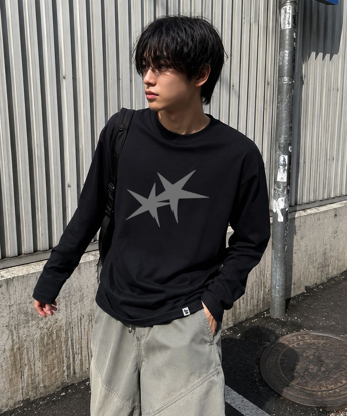 그레이버 오디너리(GRAVER ORDINARY) [ODNR UNISEX]Twins Star 롱슬리브 긴팔티셔츠_Charcoal