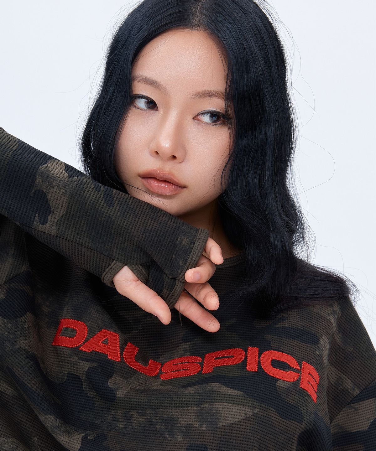 디오스피스(DAUSPICE) (DUC) Appliqué Logo Waffle Long Sleeve Camo
