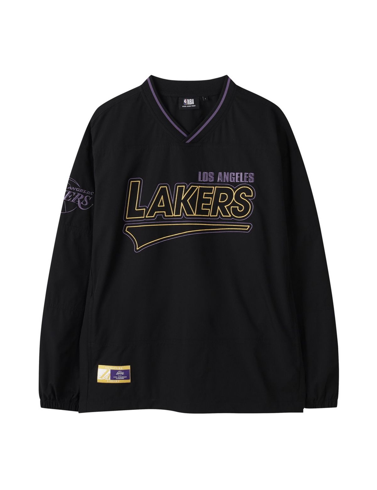 엔비에이(NBA) 컬러블록 V넥 긴팔 피스테 블랙