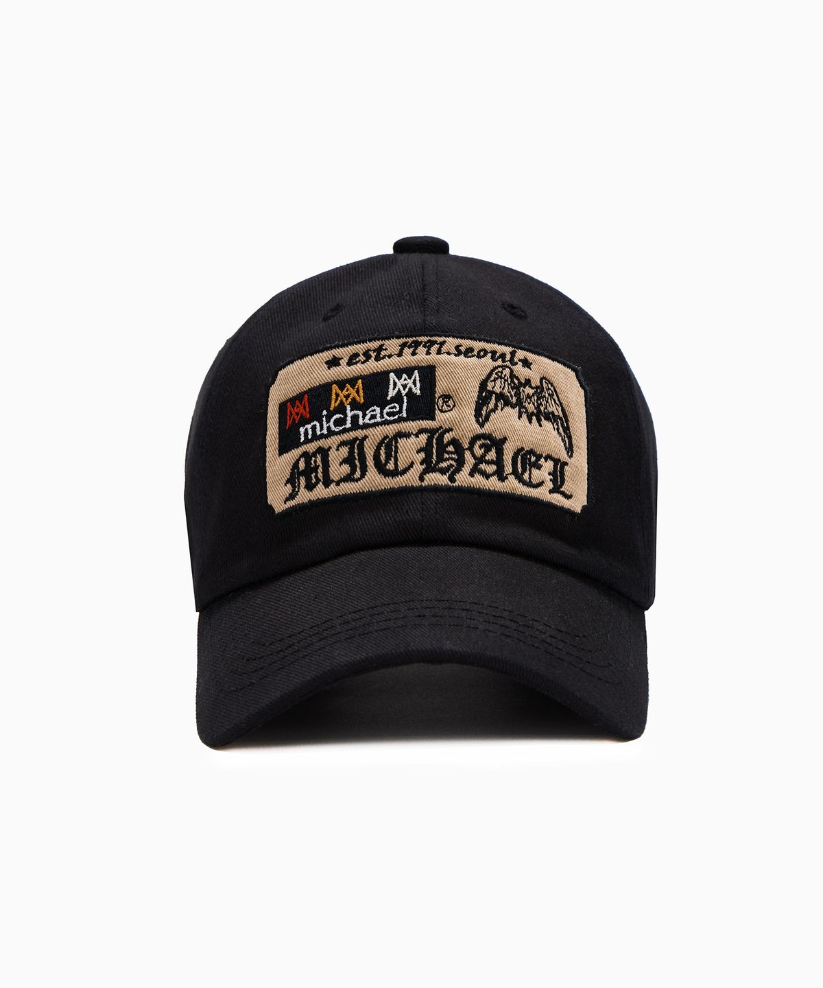 미카엘1991(MICHAEL1991) 트리플 MA 패치 트윌 캡, Black