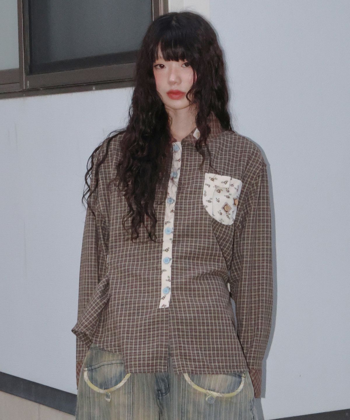 루나키후(RuNaKi'Hu') WXTS017 누이아토 체크 셔츠 (BROWN)