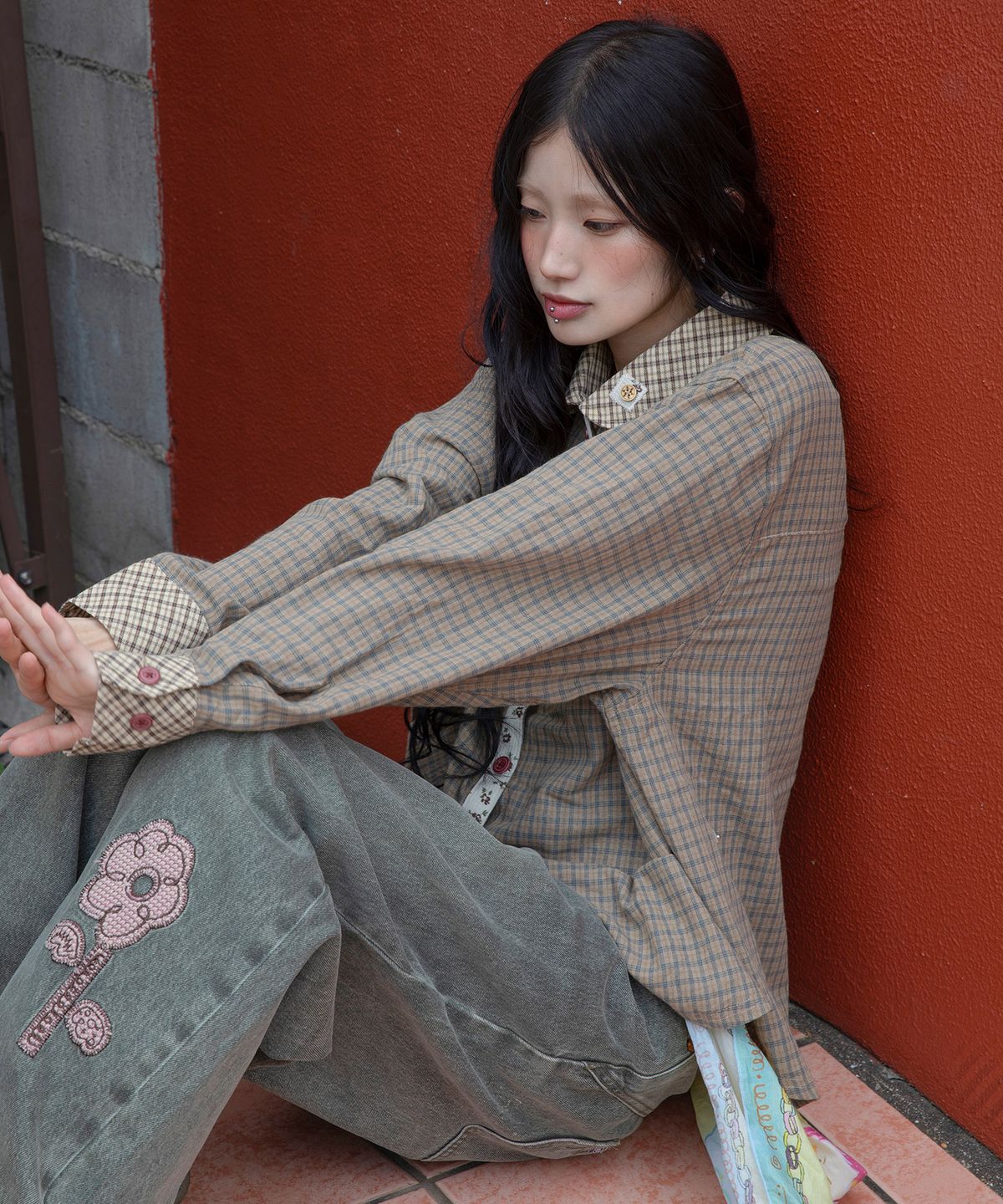 루나키후(RuNaKi'Hu') WXTS017 누이아토 체크 셔츠 (BEIGE)
