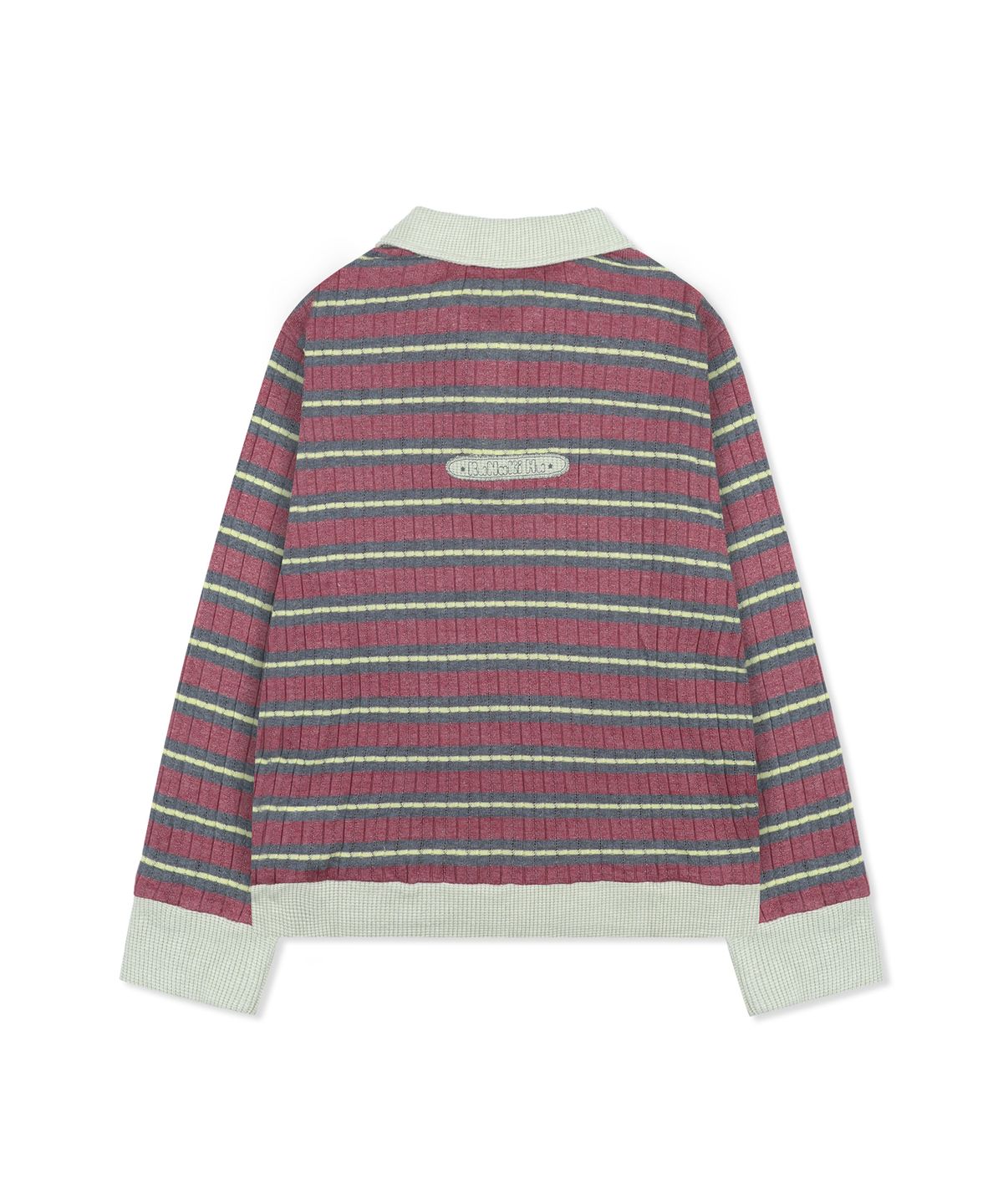 루나키후(RuNaKi'Hu') WXT107 나카네코 니트 스트라이프 카라티 (BURGUNDY)
