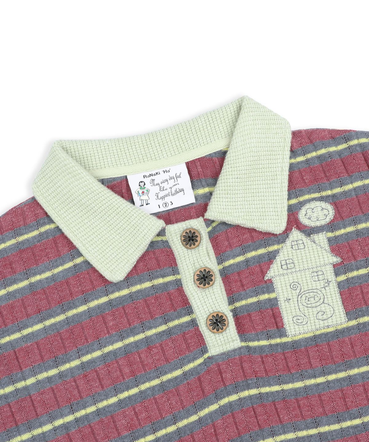 루나키후(RuNaKi'Hu') WXT107 나카네코 니트 스트라이프 카라티 (BURGUNDY)