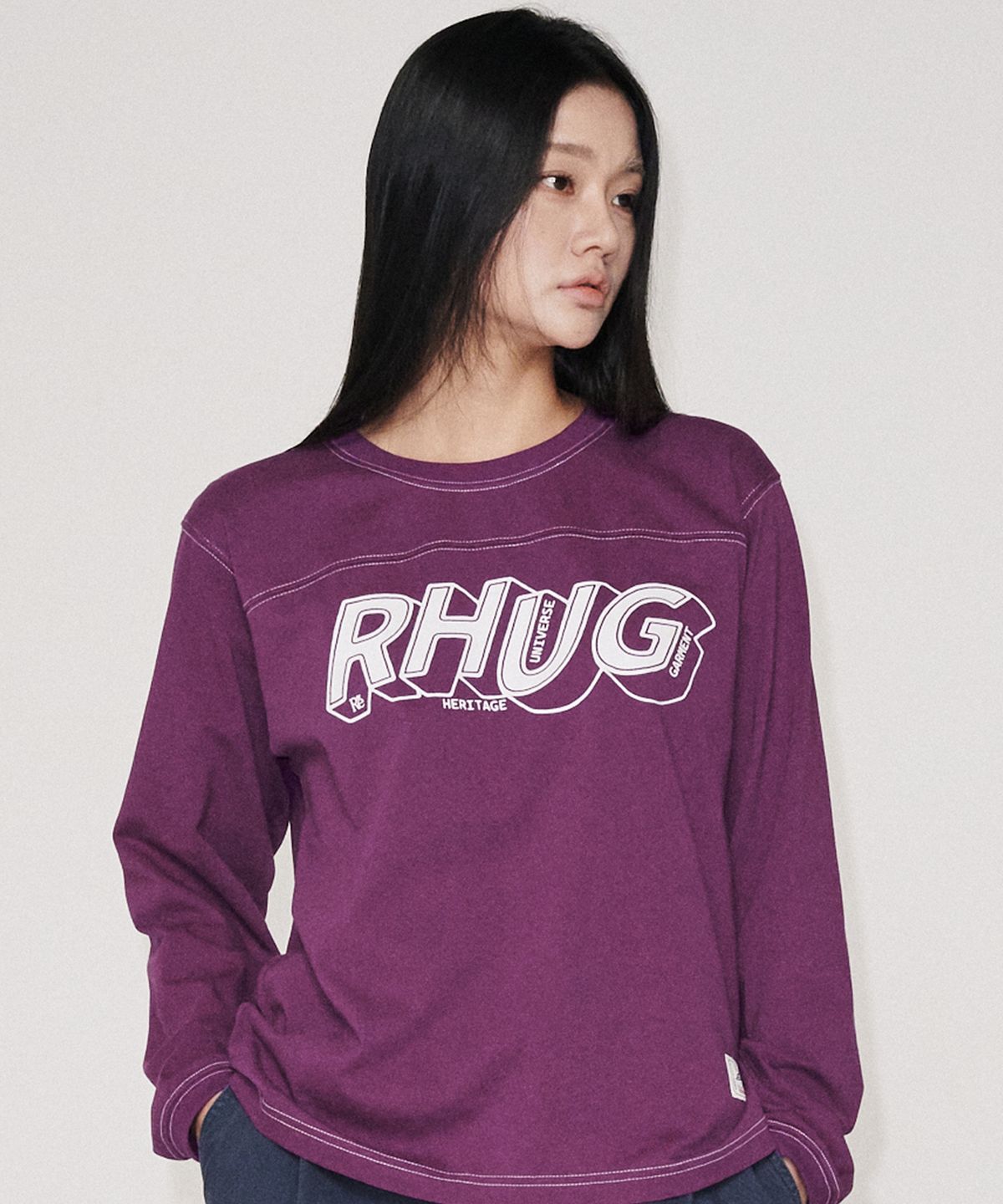 유니버스 가먼트(UNIVERSE GARMENT) RHUG 그래픽 긴팔 티셔츠_PURPLE