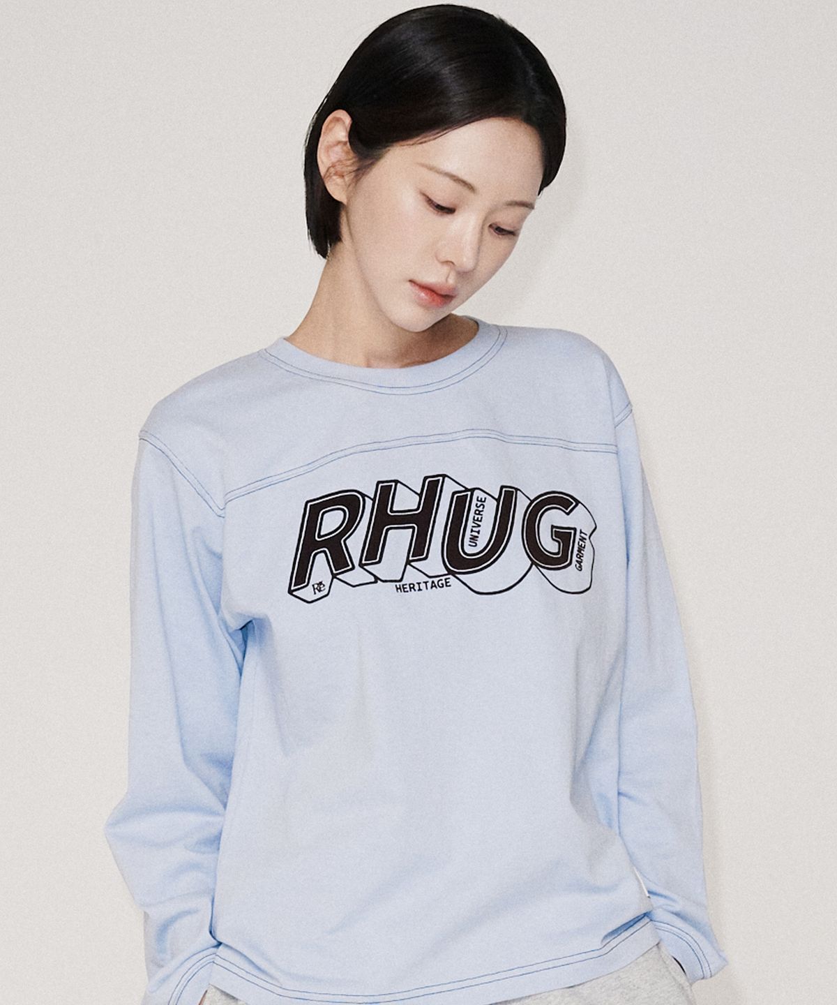 유니버스 가먼트(UNIVERSE GARMENT) RHUG 그래픽 긴팔 티셔츠_BLUE