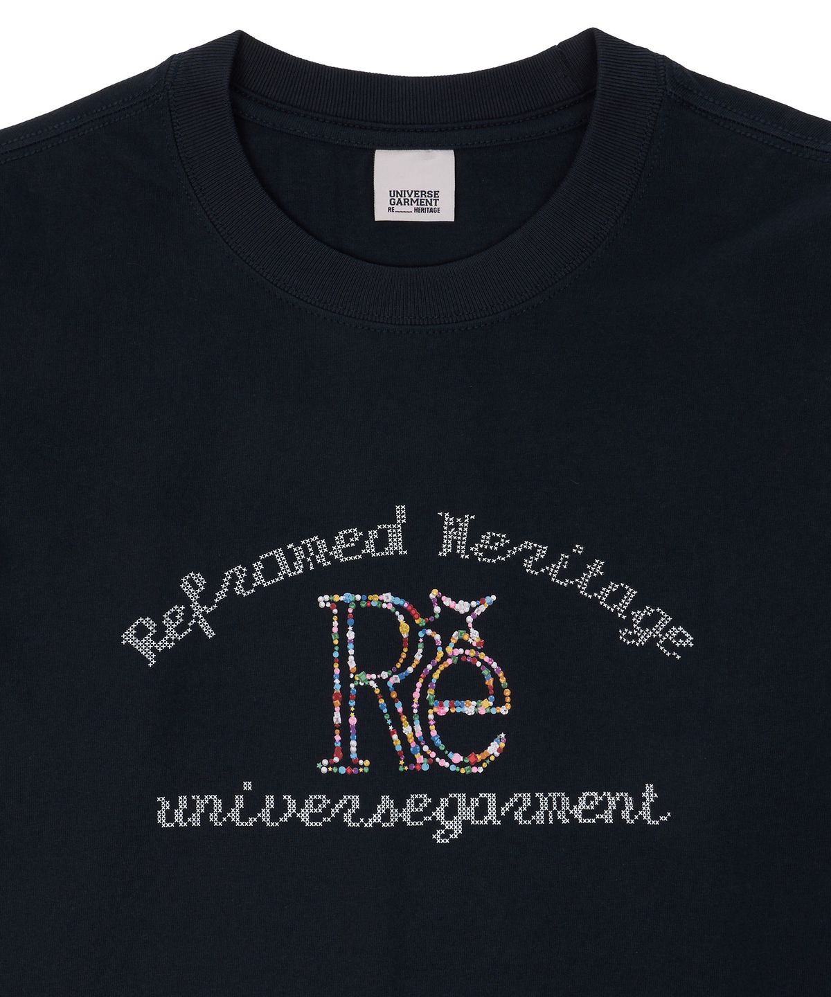 유니버스 가먼트(UNIVERSE GARMENT) 레이어드 그래픽 긴팔 티셔츠_NAVY