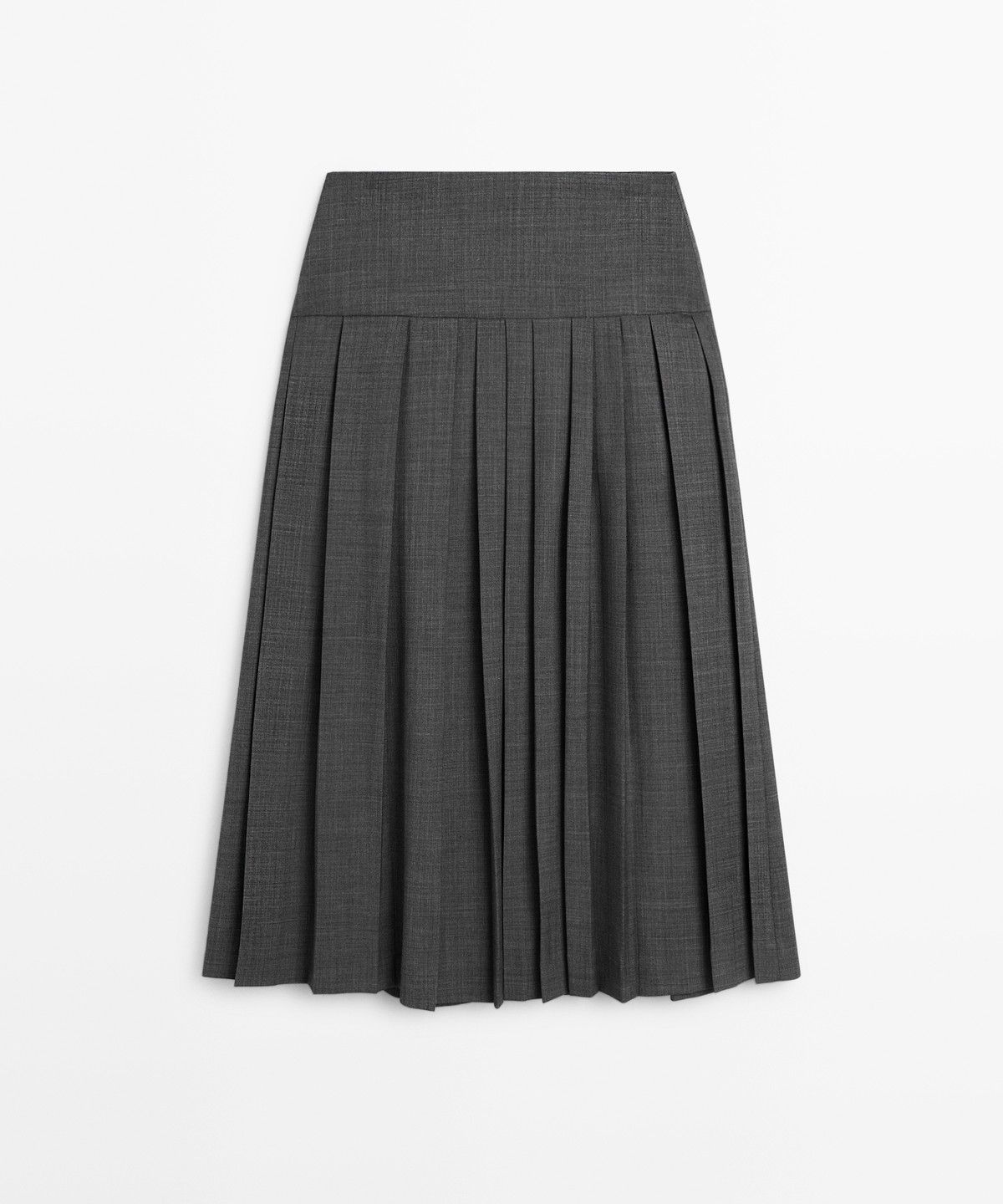 마시모두띠(MASSIMO DUTTI) 울 블렌드 플리츠 미디 스커트
