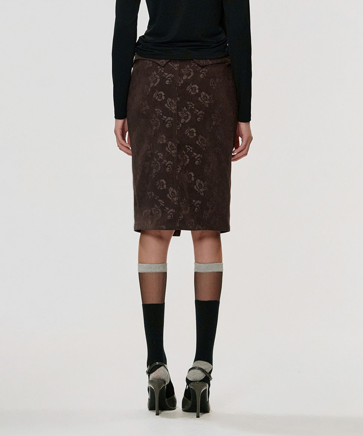 킴지수(KIMZISU) Foldover Rose Skirt_BROWN
