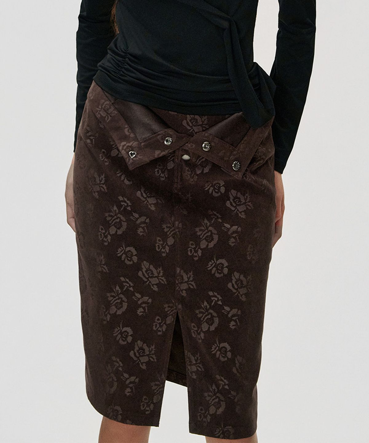 킴지수(KIMZISU) Foldover Rose Skirt_BROWN