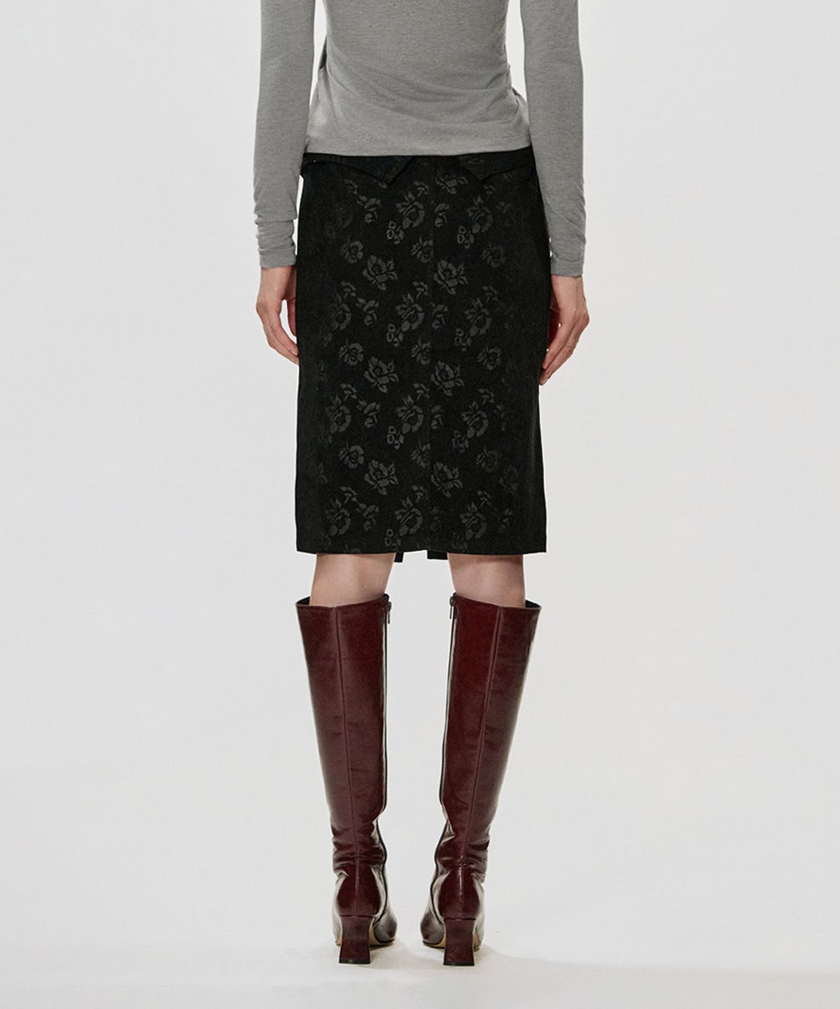 킴지수(KIMZISU) Foldover Rose Skirt_BLACK