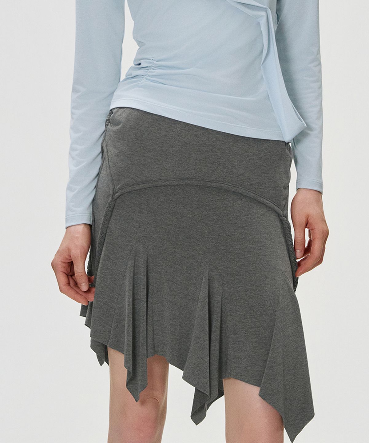 킴지수(KIMZISU) Foldover Gored Jersey Skirt_GREY