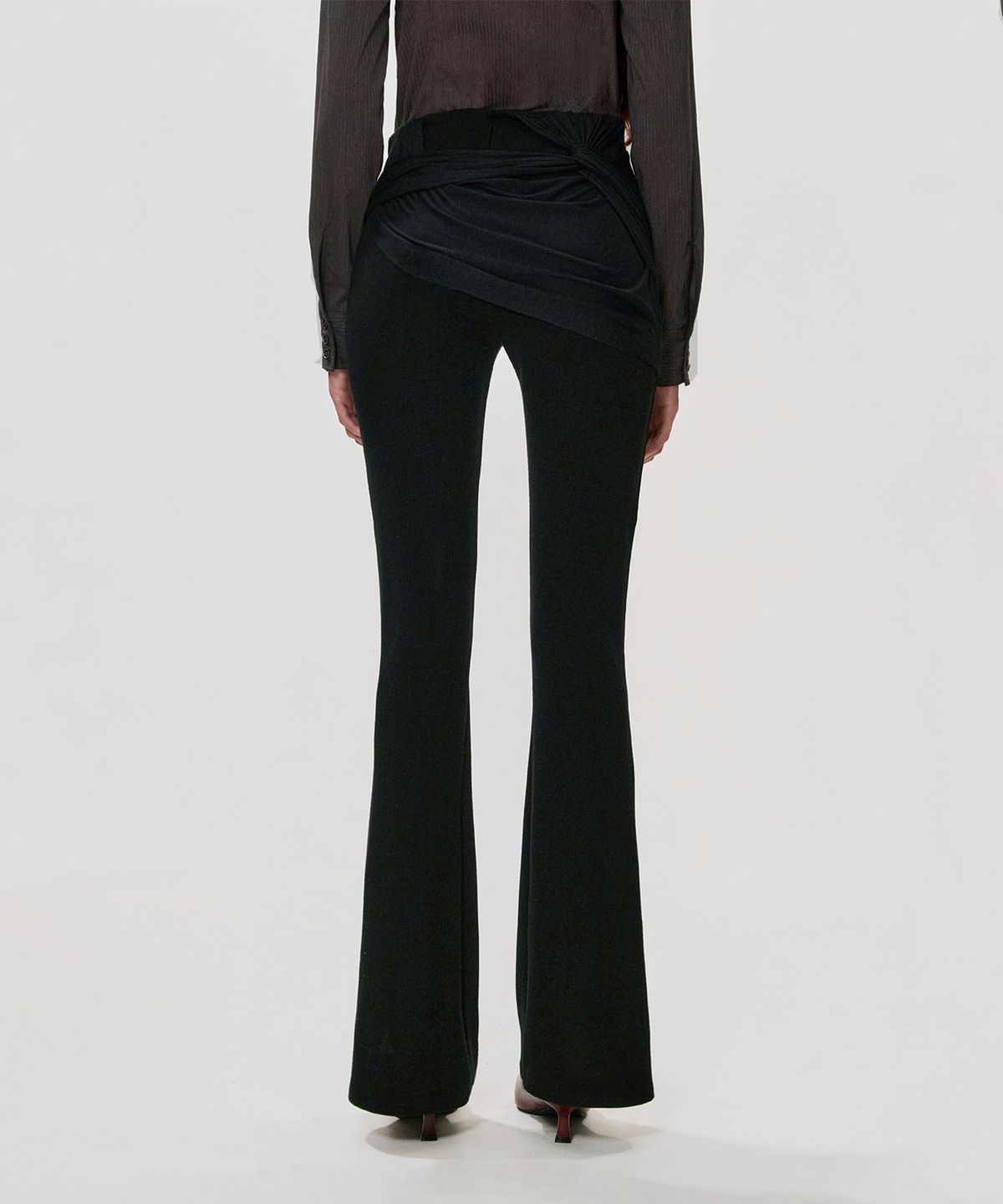 킴지수(KIMZISU) Wrap Bootcut Jersey Pants_BLACK