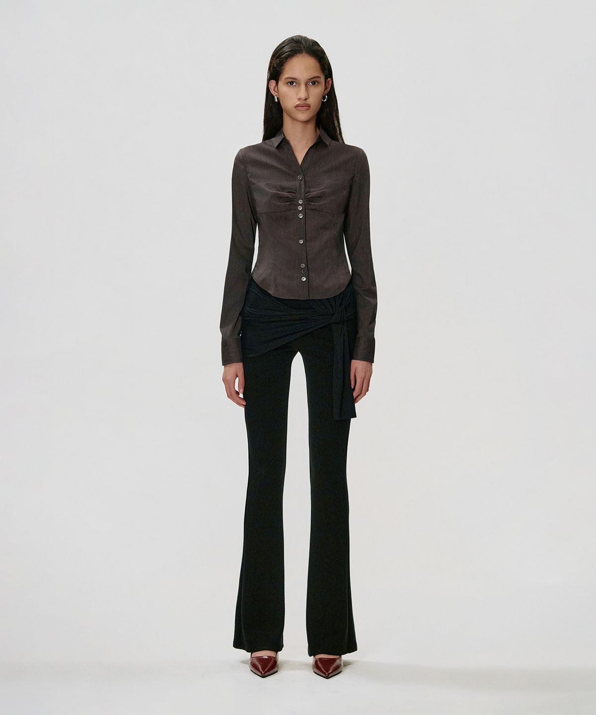 킴지수(KIMZISU) Wrap Bootcut Jersey Pants_BLACK