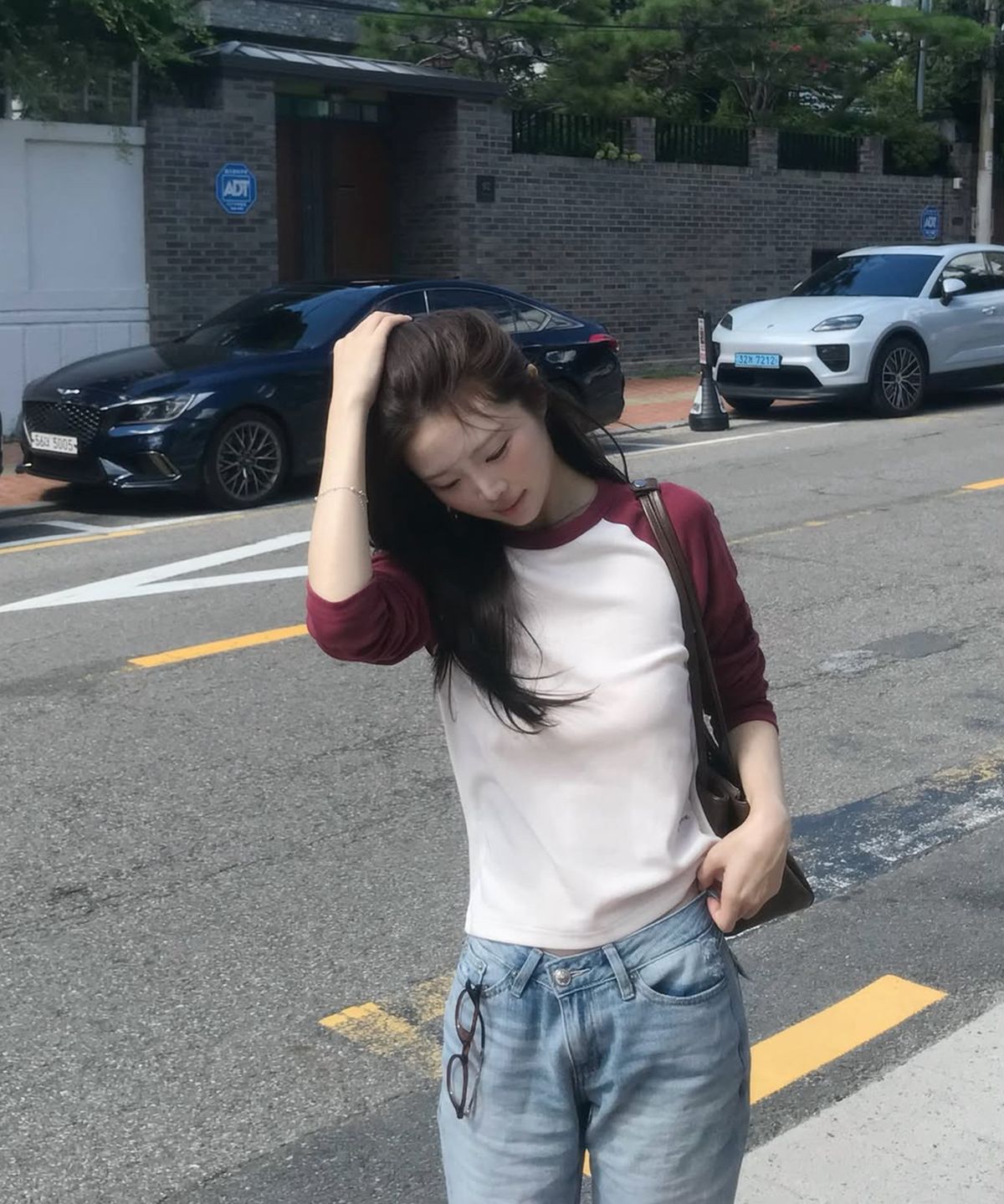 스트라이프마가린(STMG) 마가린 베이직 래글런 티셔츠 레드