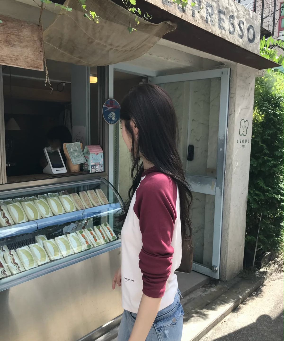 스트라이프마가린(STMG) 마가린 베이직 래글런 티셔츠 레드
