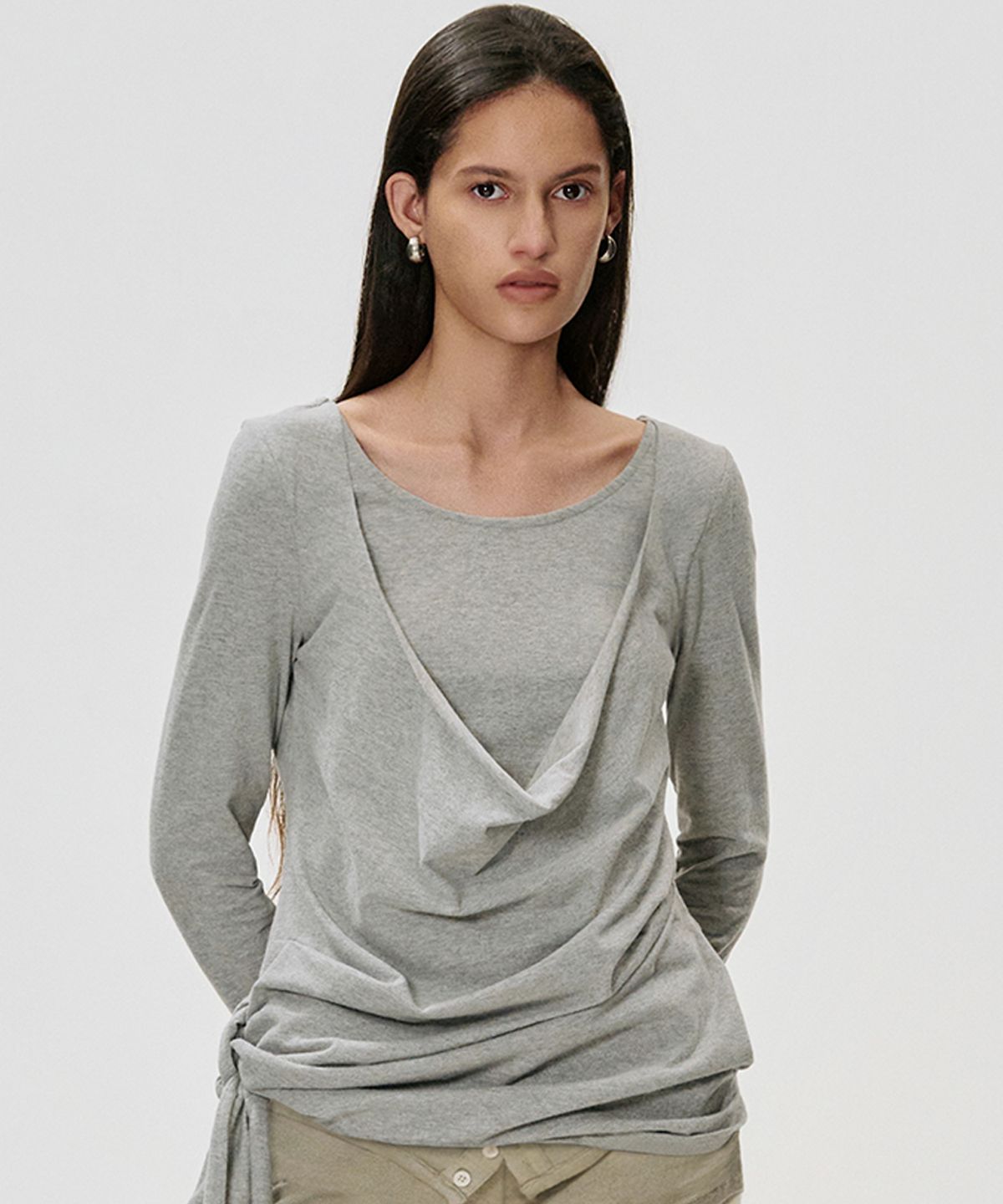 킴지수(KIMZISU) Deep Cowl T-shirt_GREY