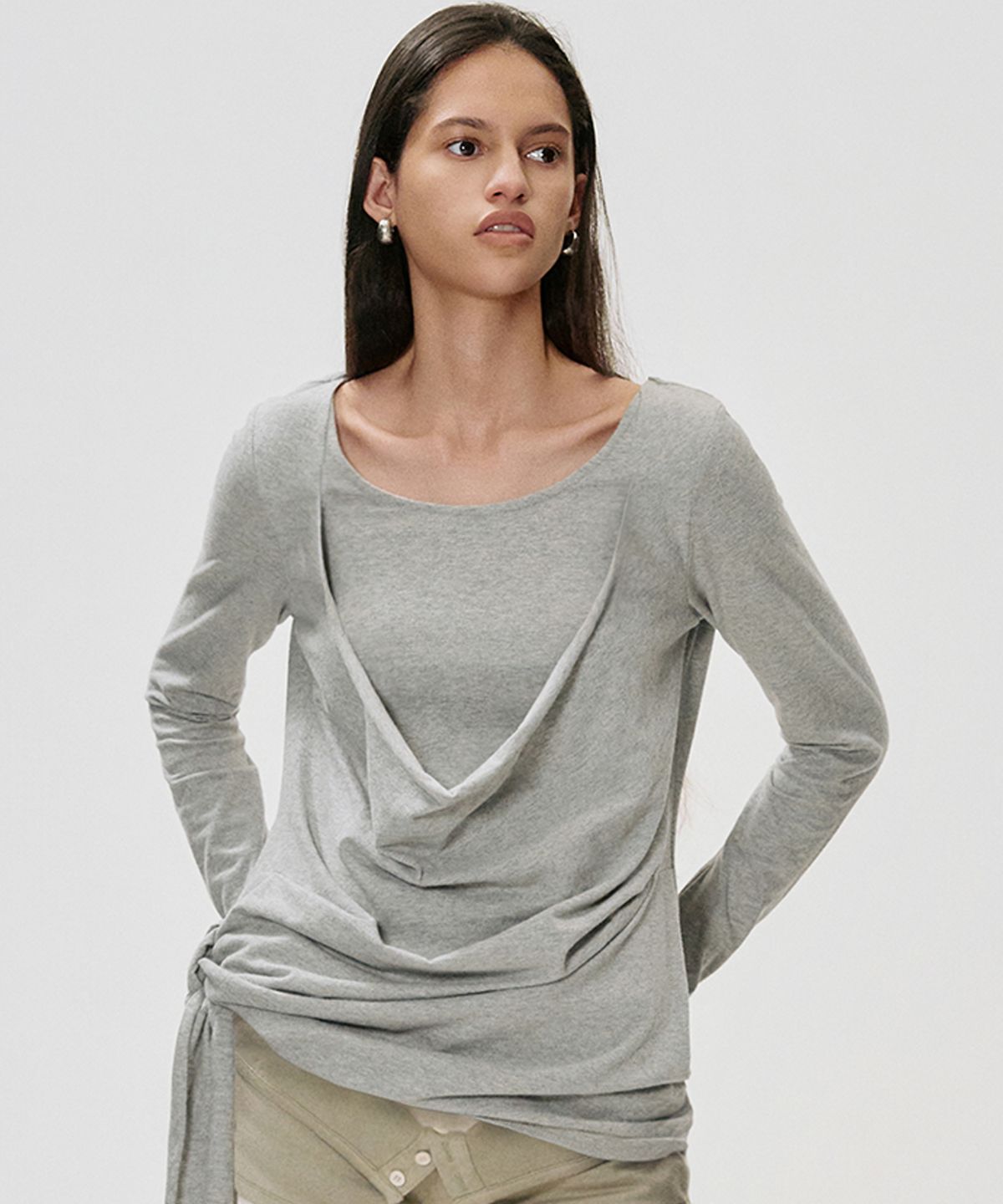 킴지수(KIMZISU) Deep Cowl T-shirt_GREY