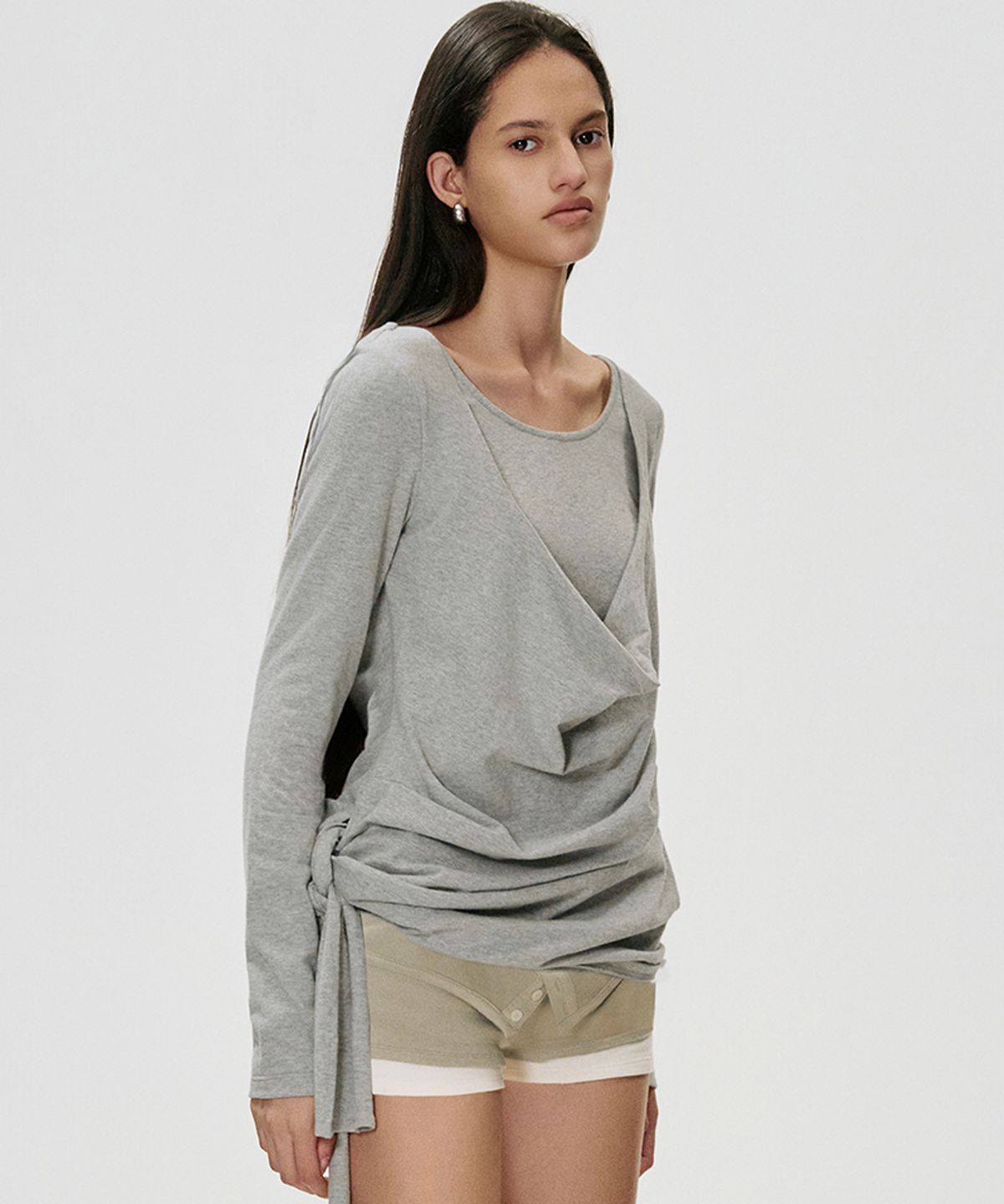 킴지수(KIMZISU) Deep Cowl T-shirt_GREY