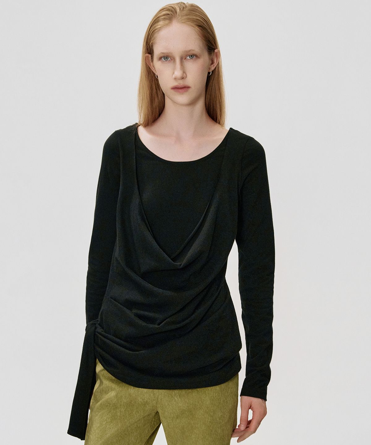 킴지수(KIMZISU) Deep Cowl T-shirt_BLACK