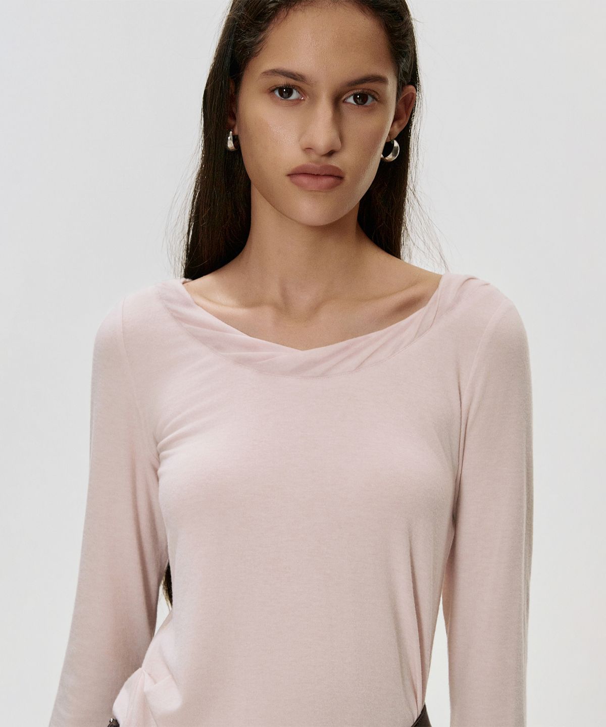 킴지수(KIMZISU) Braided Drape T-shirt_BABY PINK