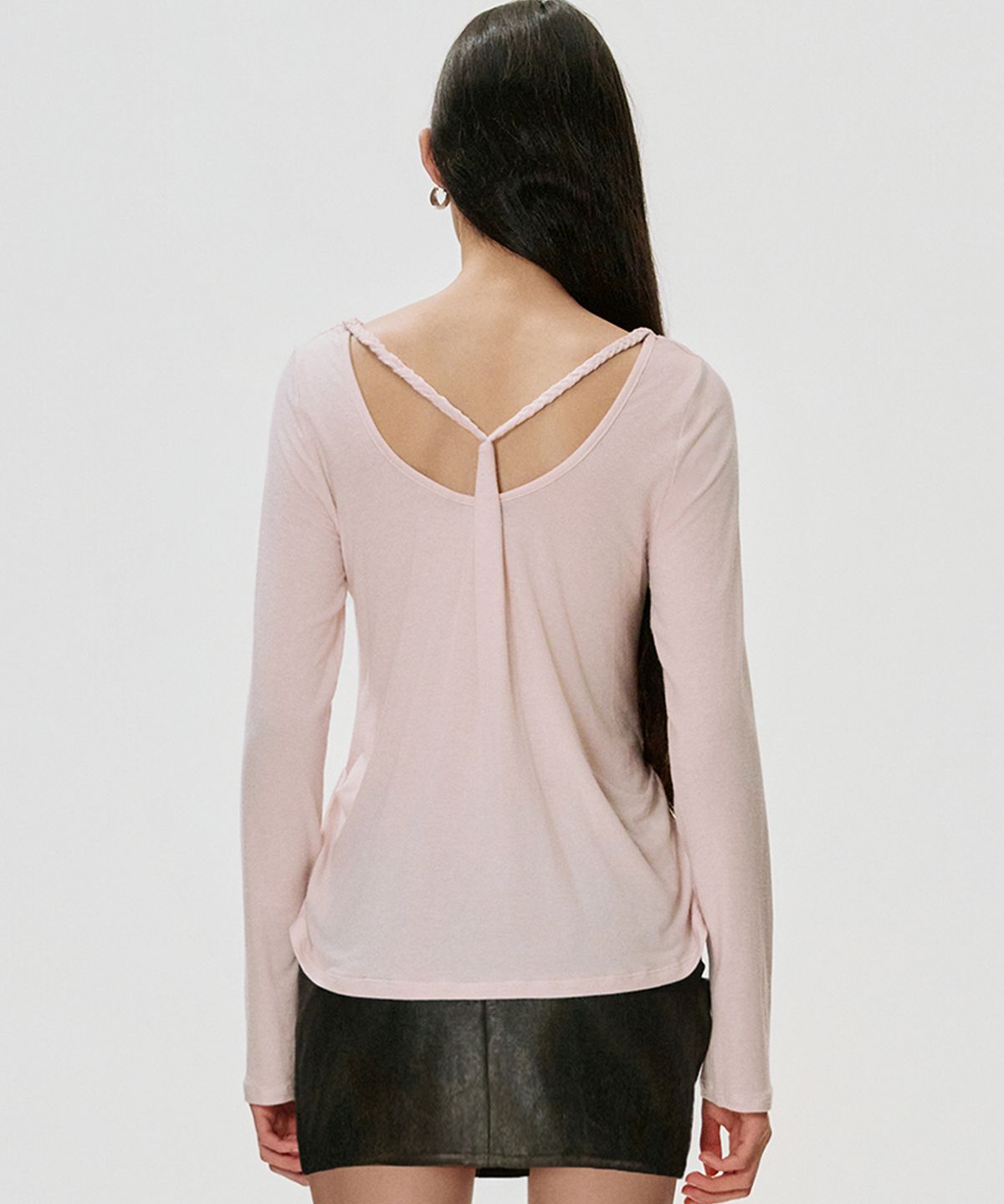 킴지수(KIMZISU) Braided Drape T-shirt_BABY PINK