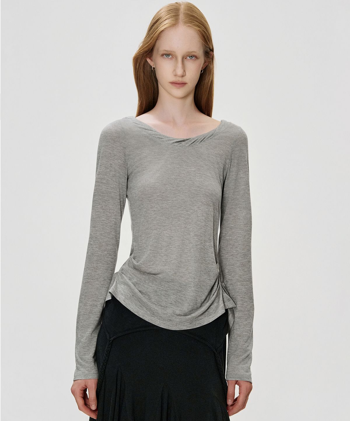 킴지수(KIMZISU) Braided Drape T-shirt_GREY