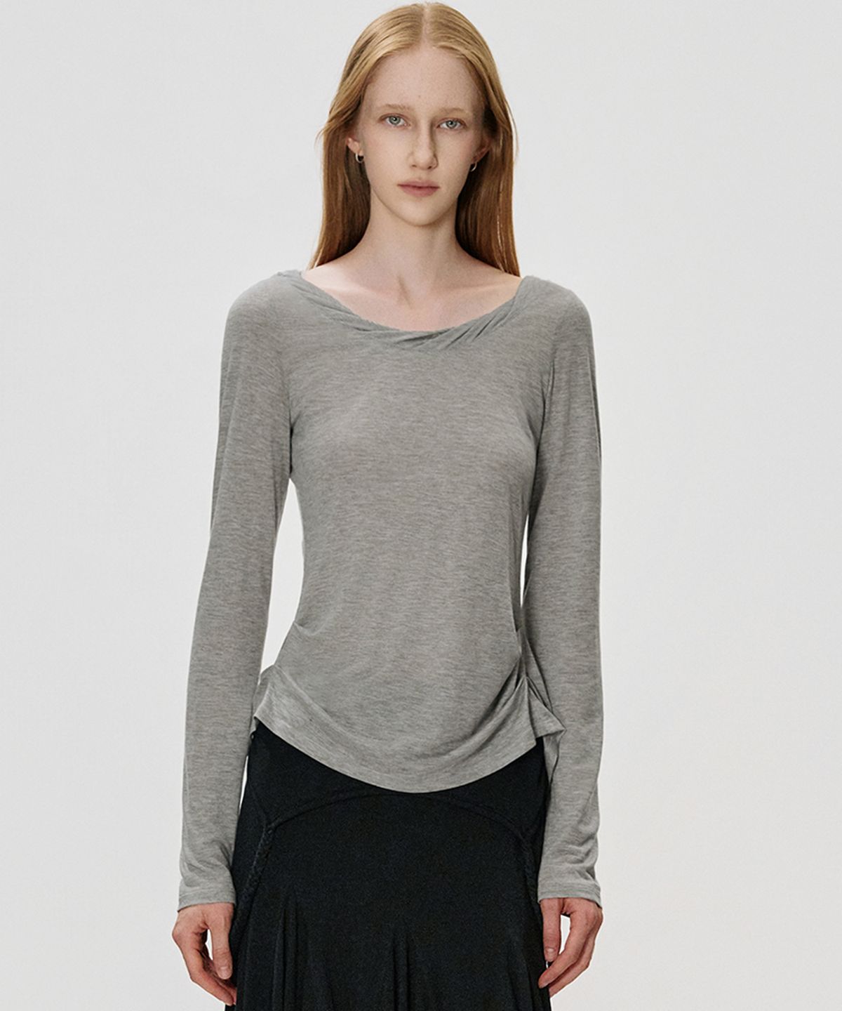 킴지수(KIMZISU) Braided Drape T-shirt_GREY