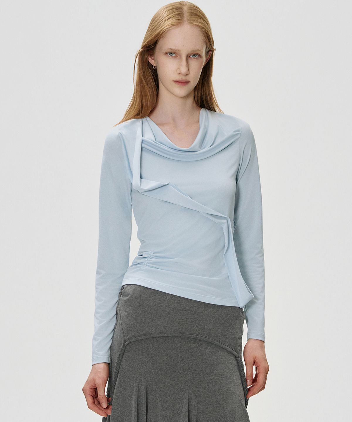 킴지수(KIMZISU) Draped Fold T-shirt_SKY BLUE