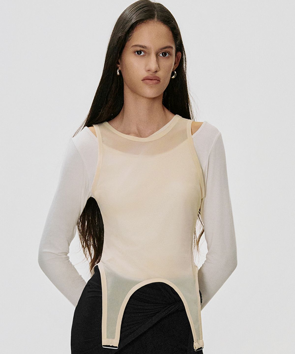 킴지수(KIMZISU) Contour Overlay T-shirt_IVORY