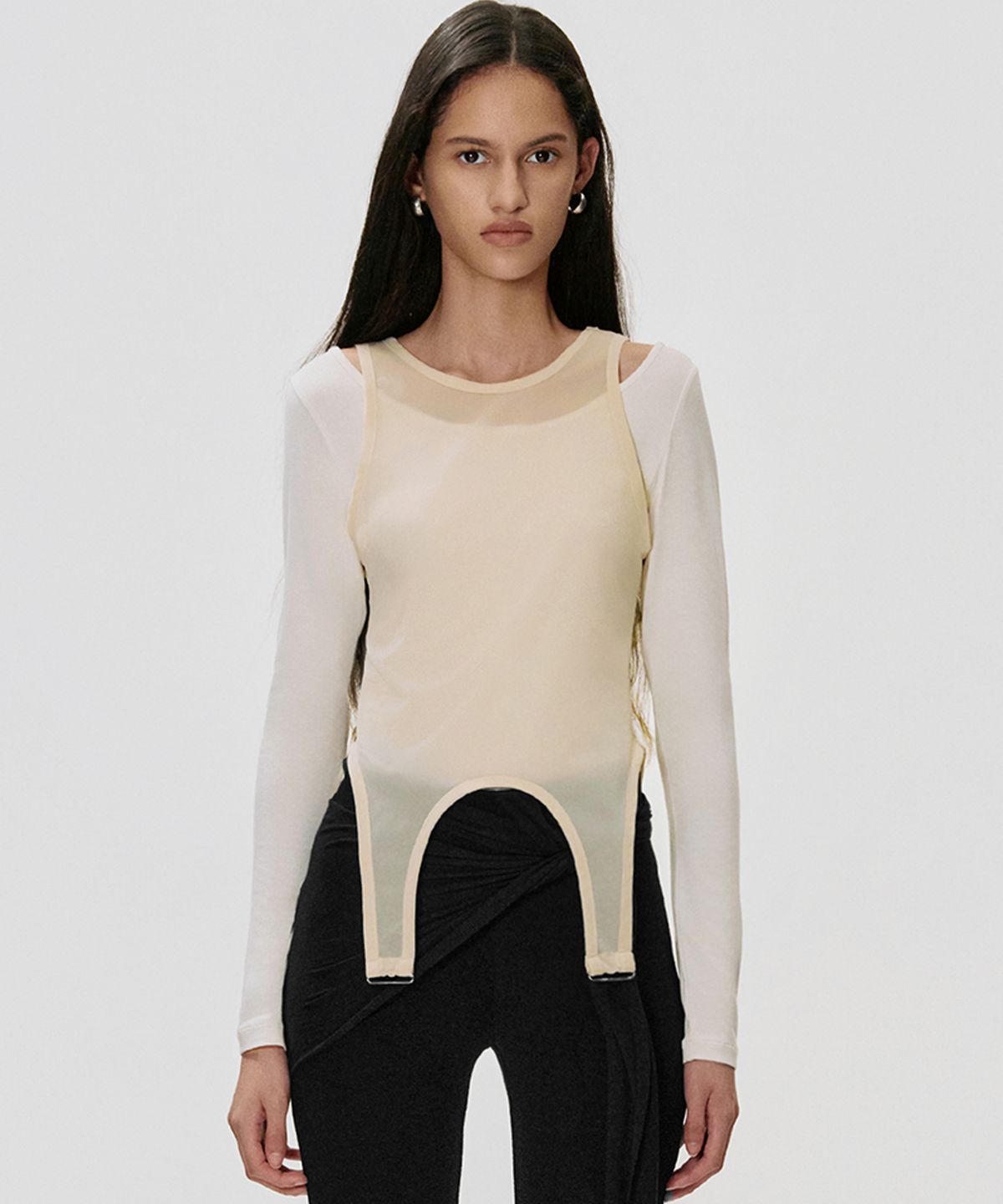 킴지수(KIMZISU) Contour Overlay T-shirt_IVORY