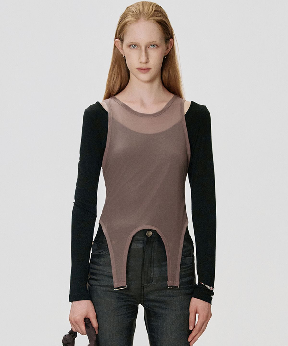 킴지수(KIMZISU) Contour Overlay T-shirt_BLACK
