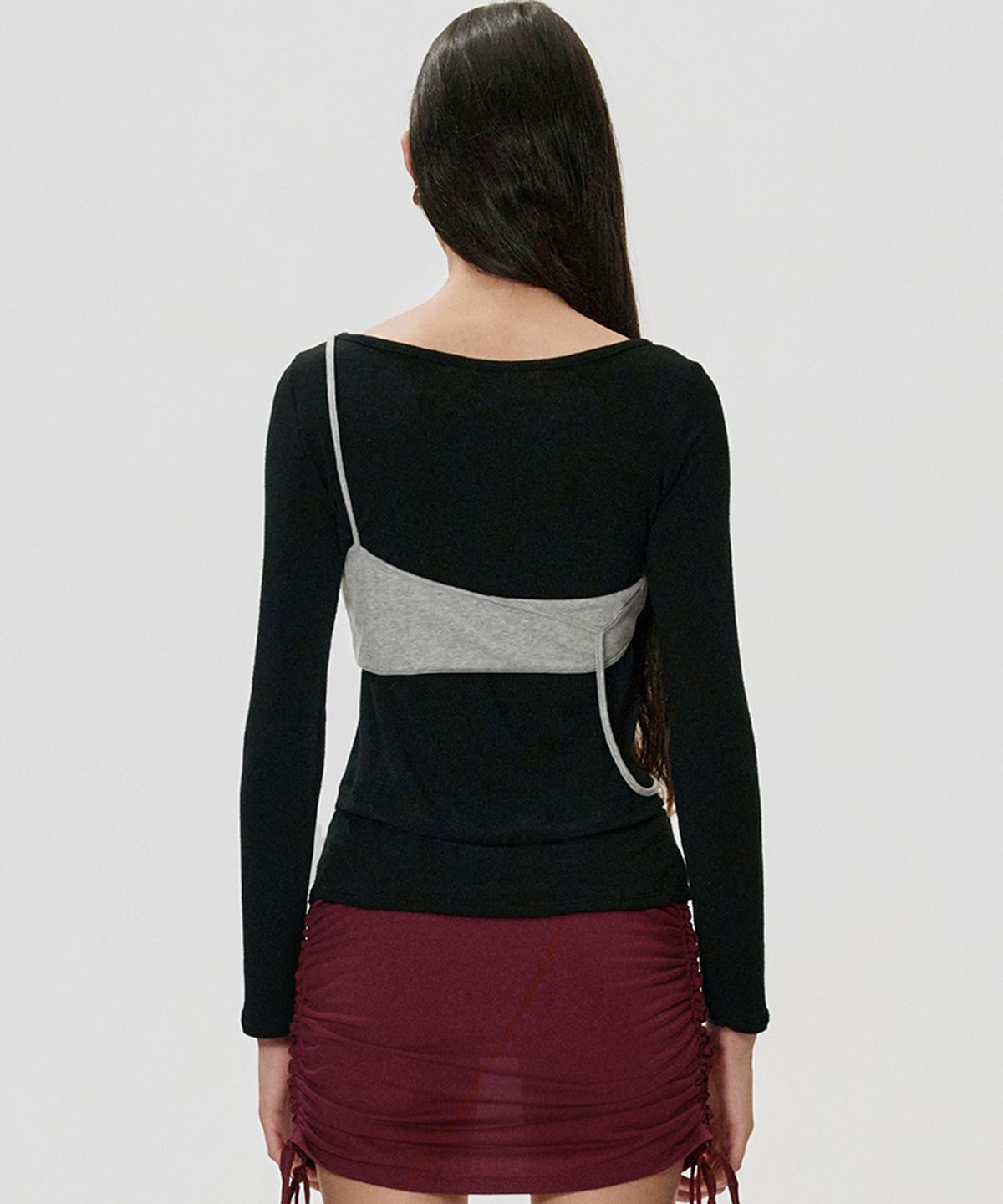 킴지수(KIMZISU) Twisted Bra Layer T-shirt_BLACK