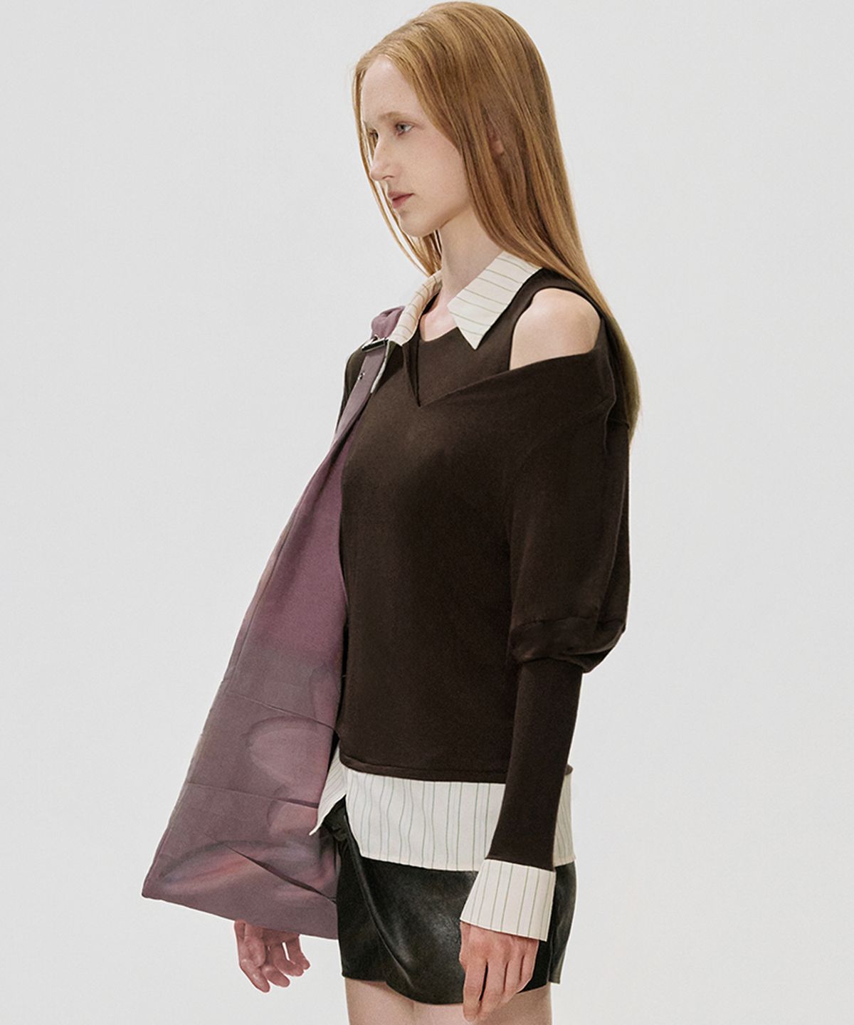 킴지수(KIMZISU) Layered Shirt Top_BROWN