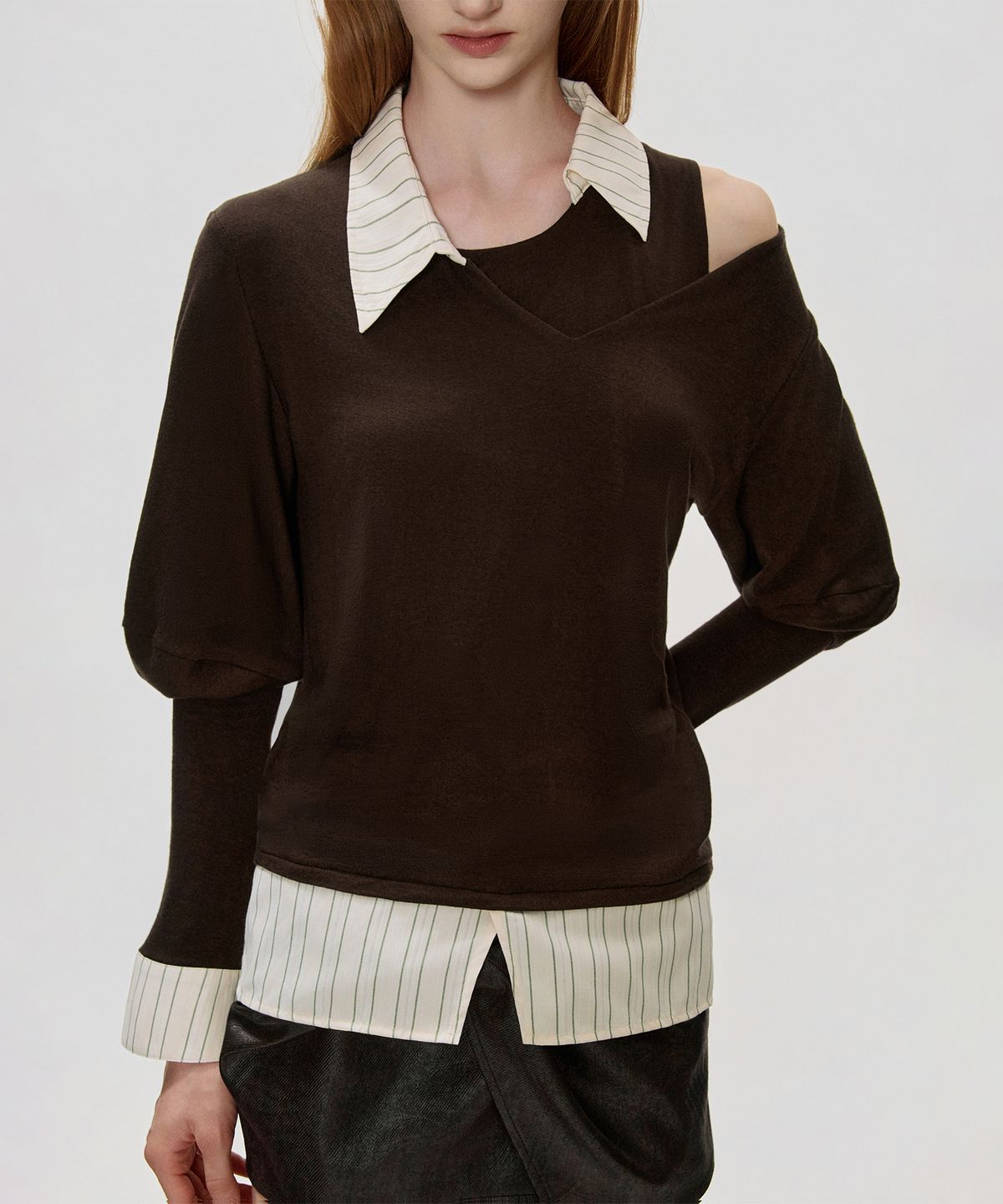 킴지수(KIMZISU) Layered Shirt Top_BROWN