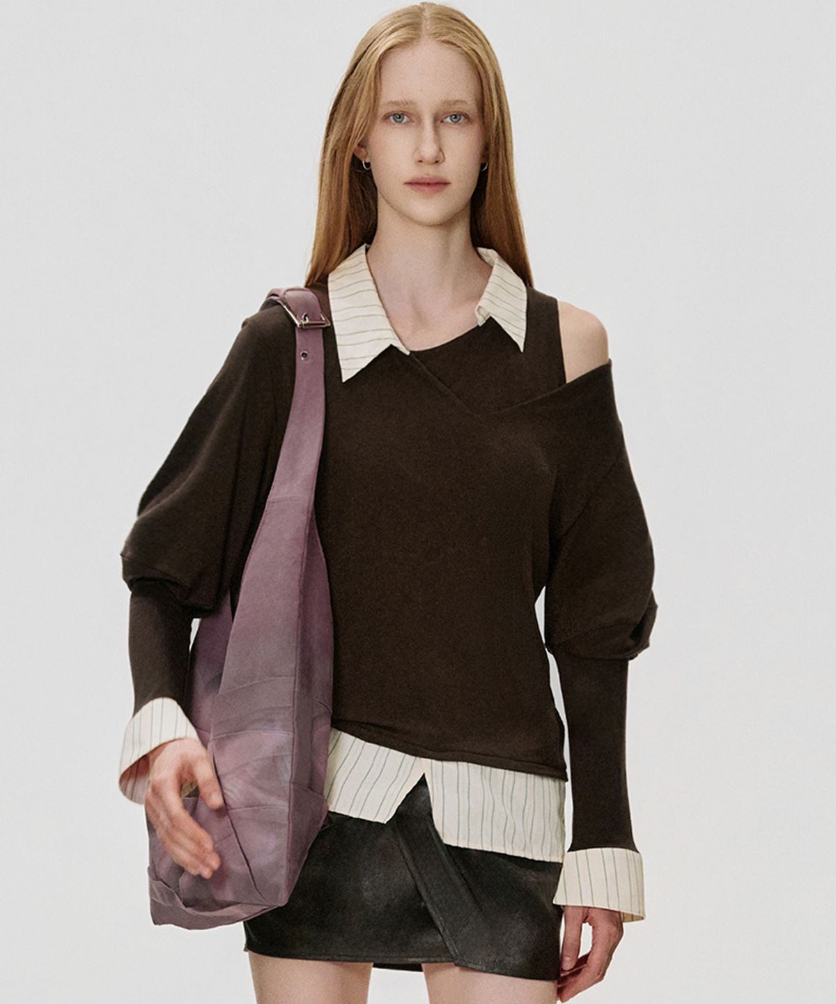 킴지수(KIMZISU) Layered Shirt Top_BROWN