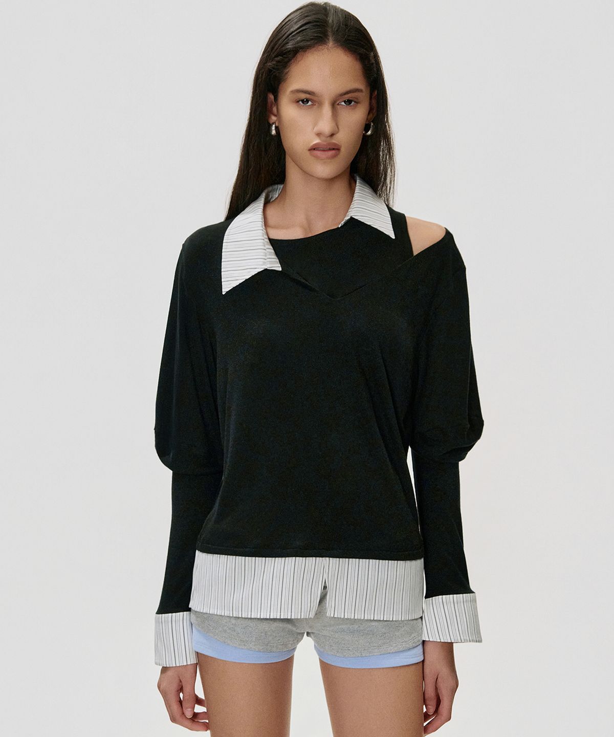 킴지수(KIMZISU) Layered Shirt Top_BLACK
