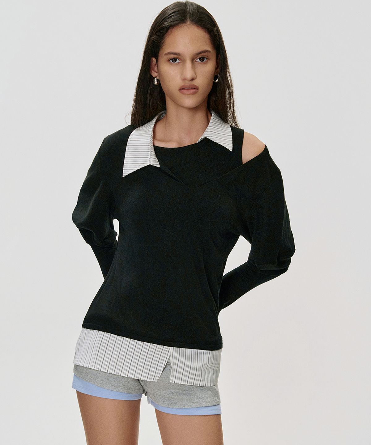 킴지수(KIMZISU) Layered Shirt Top_BLACK