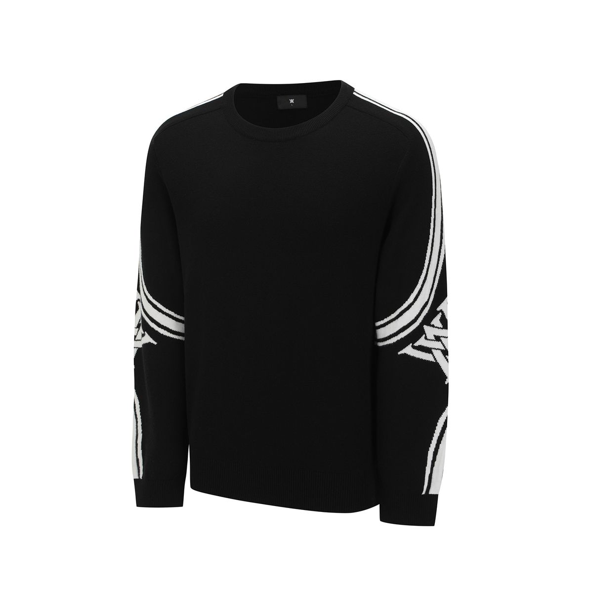 어뉴골프(ANEW GOLF) MEN LOGO SLEEVE CREWNECK SWEATER_BK