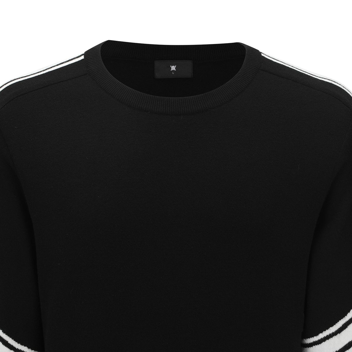 어뉴골프(ANEW GOLF) MEN LOGO SLEEVE CREWNECK SWEATER_BK