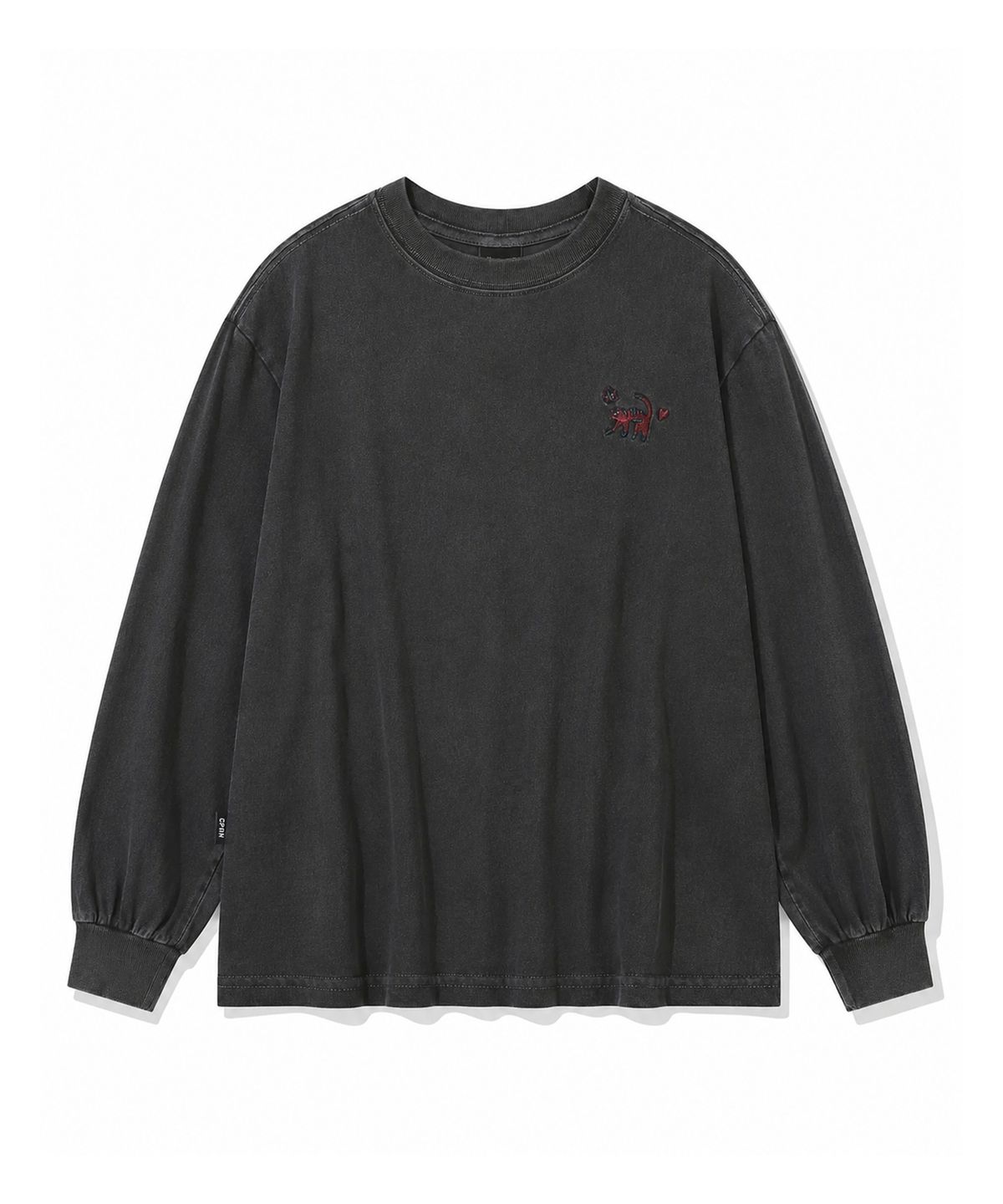 꼼파뇨 키즈(CPGN KIDS) KIDS 캣스티치 피그먼트 롱슬리브 스모크블랙