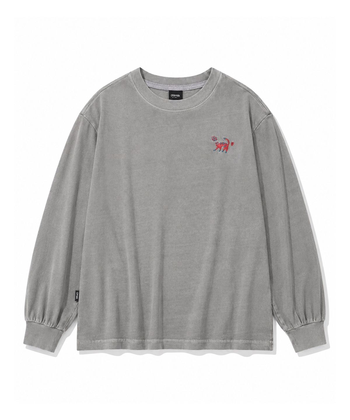 꼼파뇨 키즈(CPGN KIDS) KIDS 캣스티치 피그먼트 롱슬리브 고스트그레이