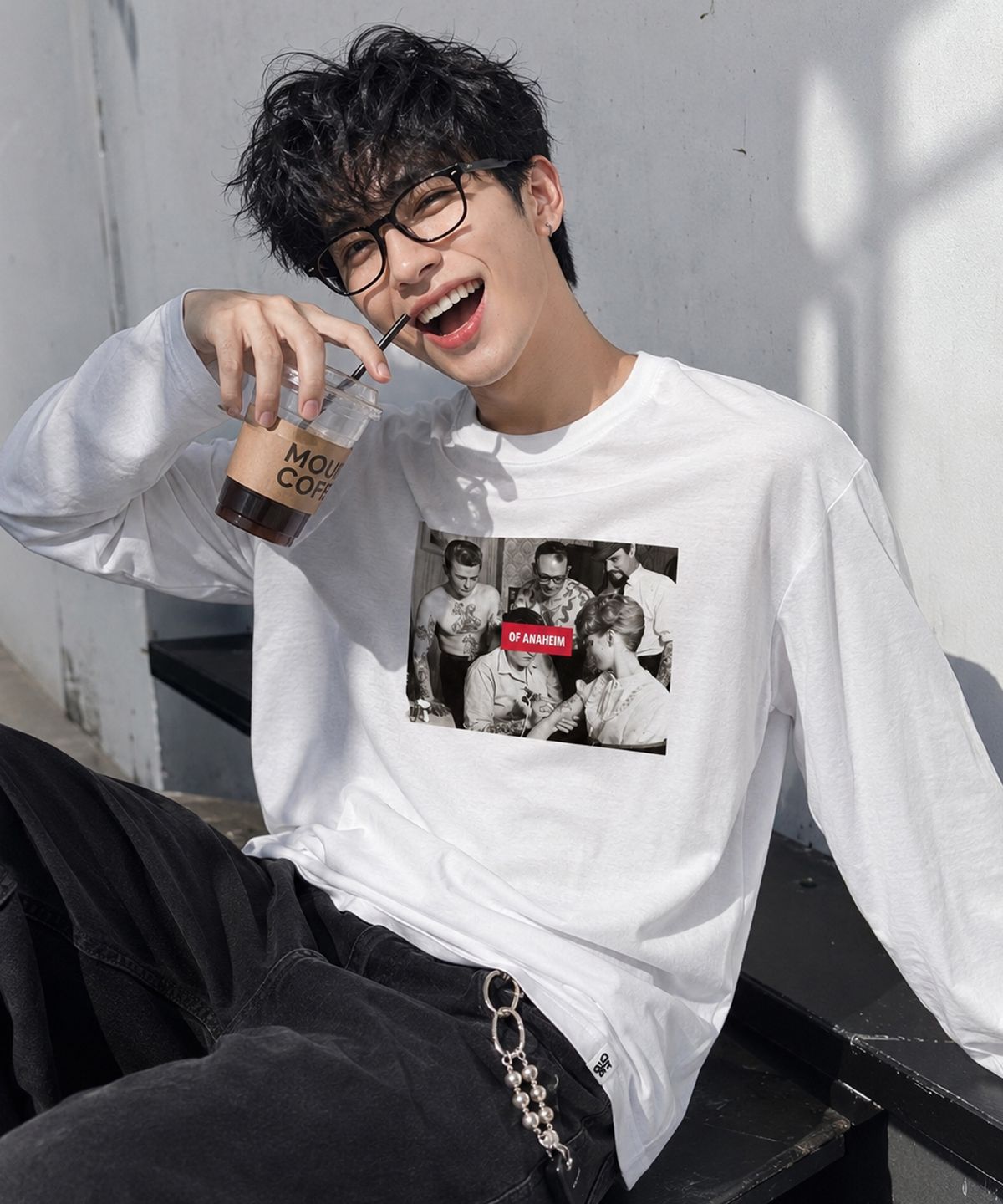 그레이버 오디너리(GRAVER ORDINARY) [ODNR UNISEX]Tattoo 롱슬리브 긴팔티셔츠_Charcoal