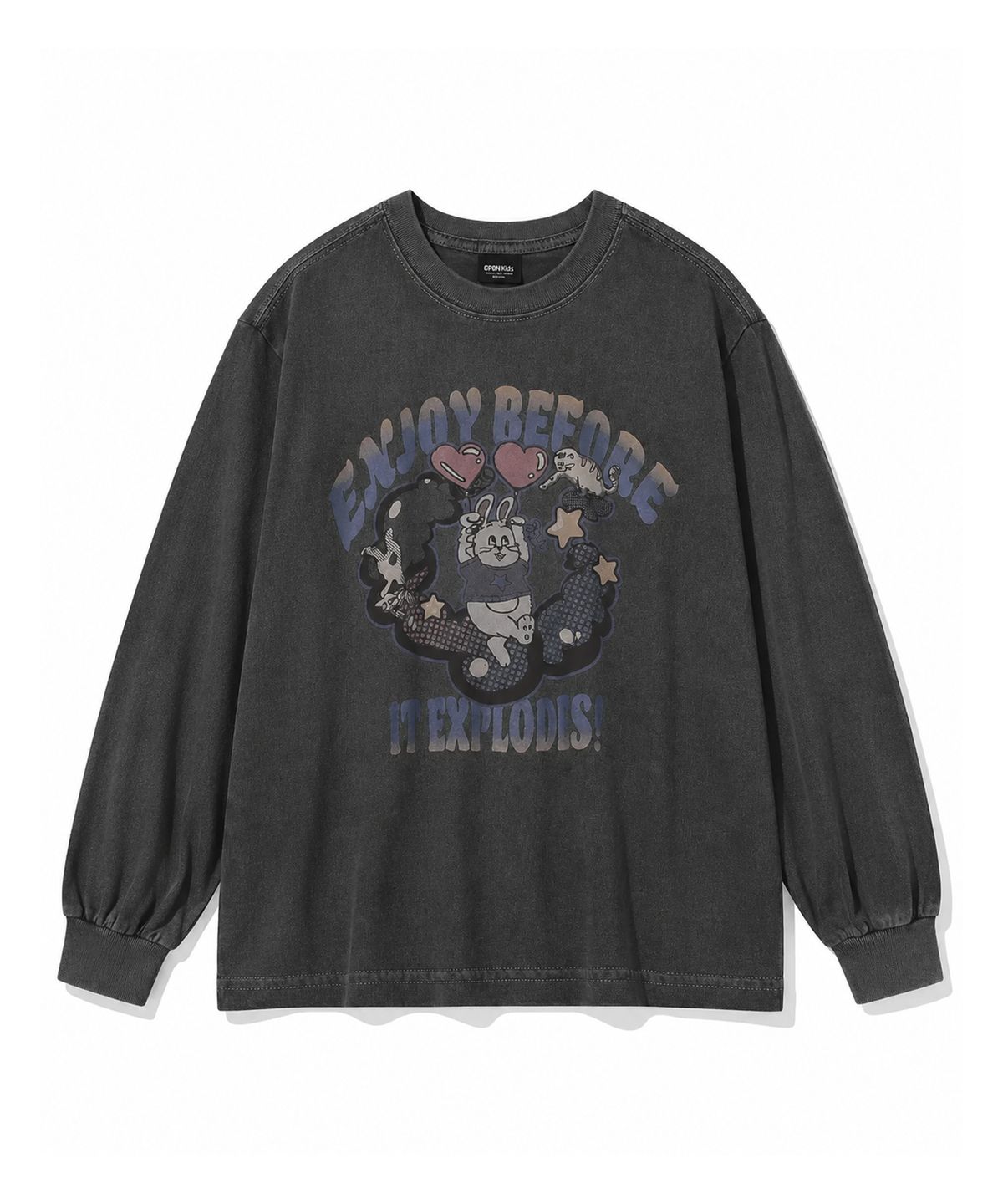 꼼파뇨 키즈(CPGN KIDS) KIDS 익스플로 버니 피그먼트 롱슬리브 스모크블랙