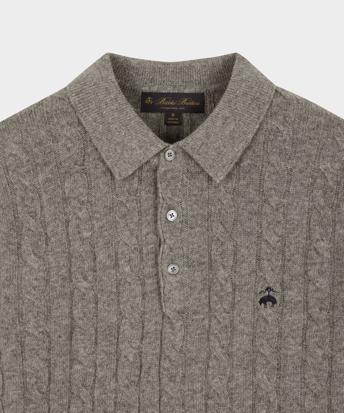 브룩스 브라더스(BROOKS BROTHERS) 울 케이블 폴로 스웨터 (그레이) (BBWTMBG407)