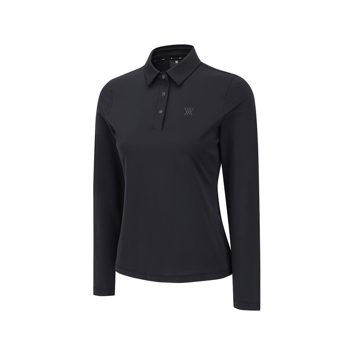 어뉴골프(ANEW GOLF) WOMEN SOLID LONG SLEEVE COLLAR T-SHIRT_BK
