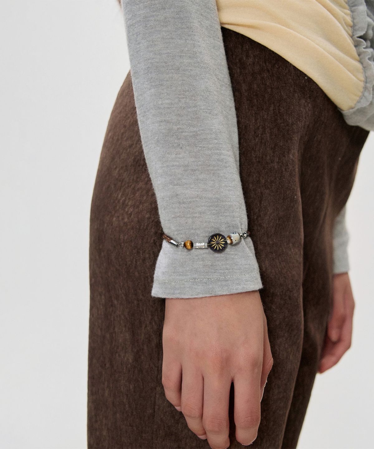 킴지수(KIMZISU) Stone Combi Bracelet - Black Sunburst_BROWN